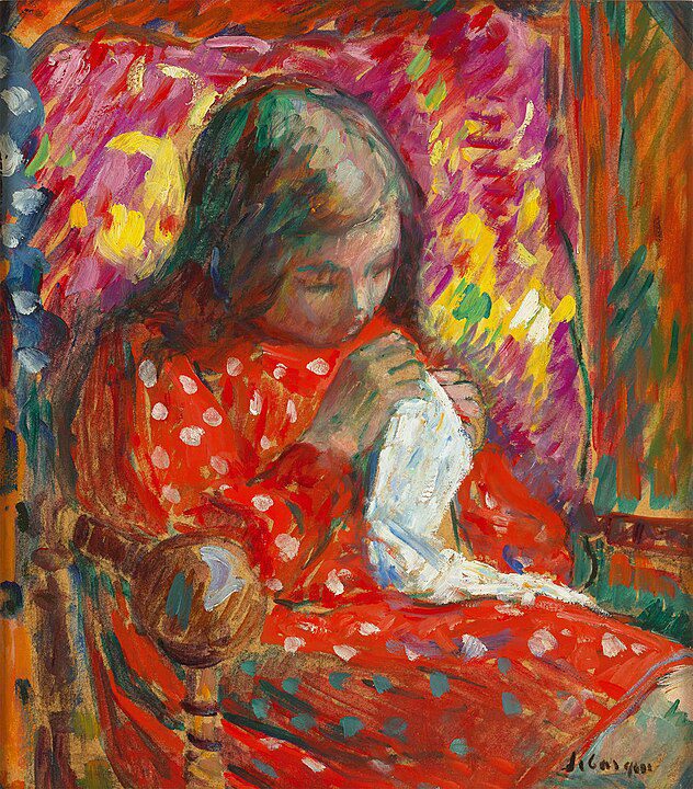 "Jeune Fille Cousant," by Henri Lebasque.