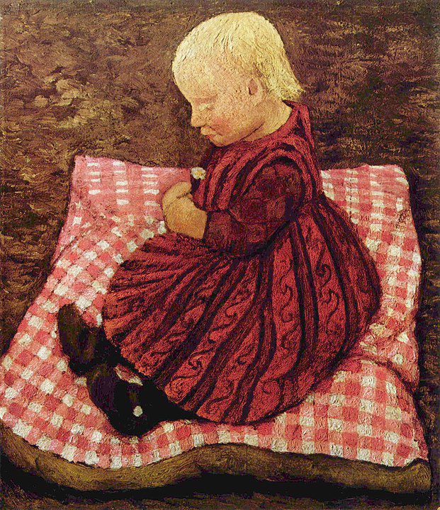 "Elsbeth Modersohn On A Red Pillow," by Paula Modersohn-Becker.