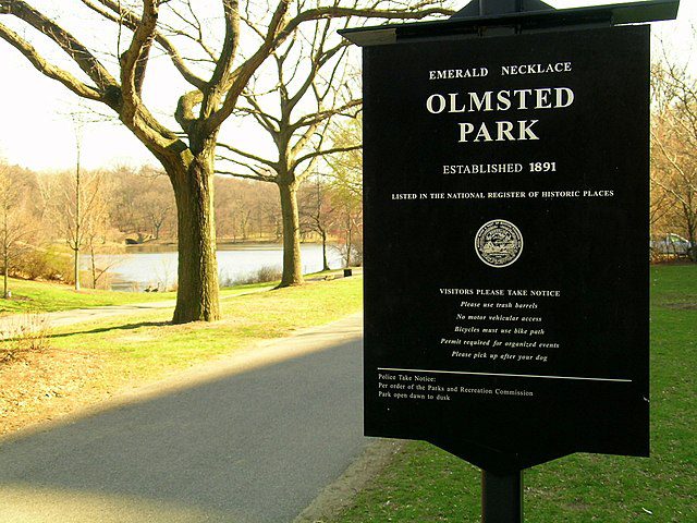 "Emerald Necklace Signage," by Frederick Law Olmsted.