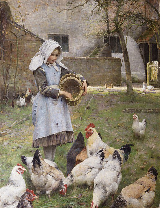 "Feeding The Chickens," by Walter Osborne.