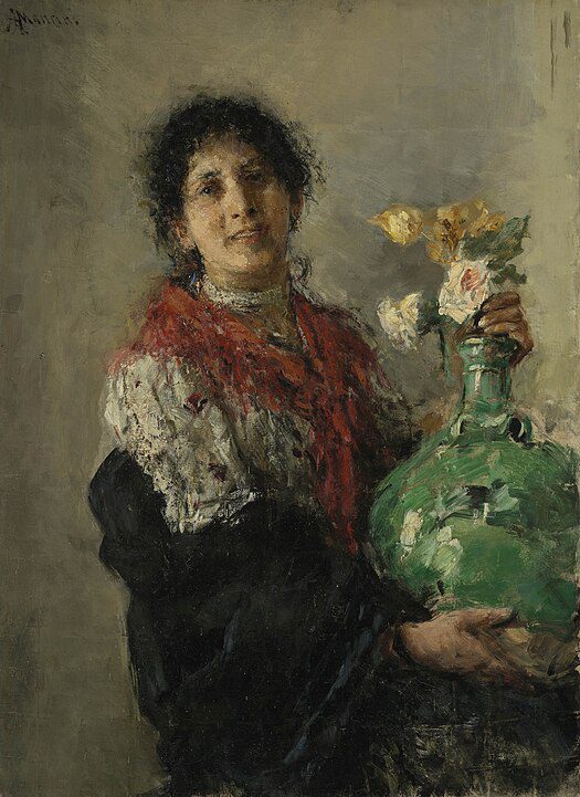 "Lady With Green Vase," by Antonio Mancini.