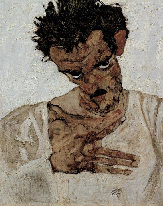 "Self Portrait With Lowered Head," by Egon Schiele.