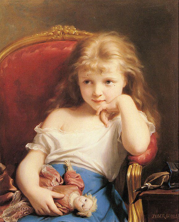 "Young Girl Holding A Doll," by Fritz Zuber-Bühler.