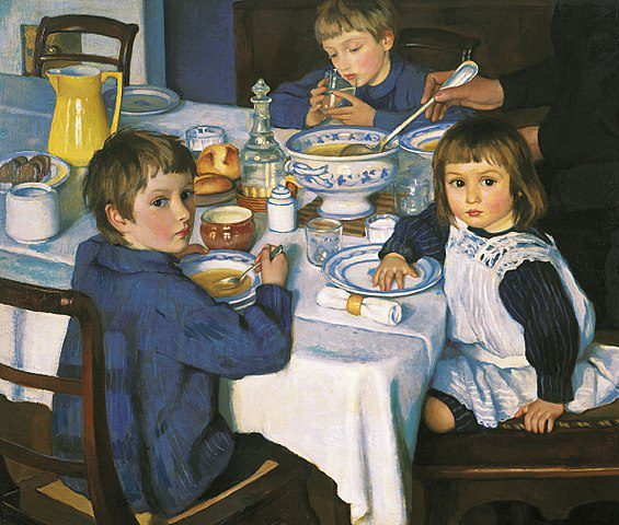 "At Breakfast," by Zinaida Yevgenyevna Serebriakova.