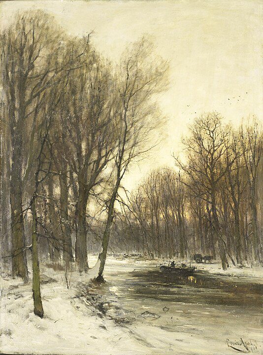 "Gezicht Op Een Besneeuwd Bos In De Namiddag," by Louis Apol.