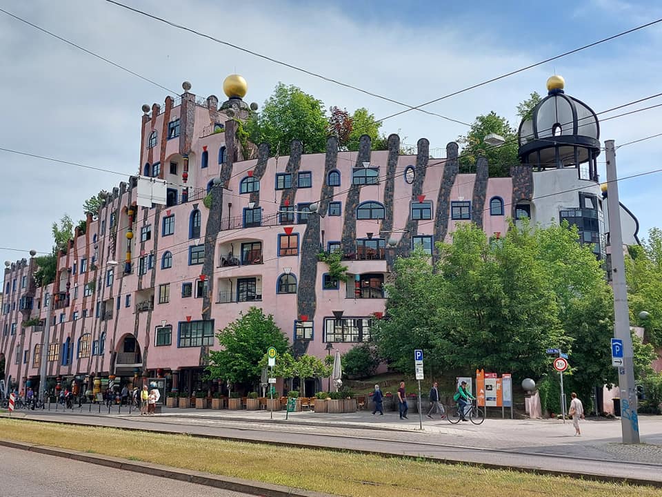 "Hundertwasser Haus In Magdeburg," by Friedensreich Hundertwasser.