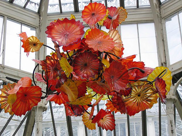 Sculpture by Dale Chihuly in Kew Gardens, London.