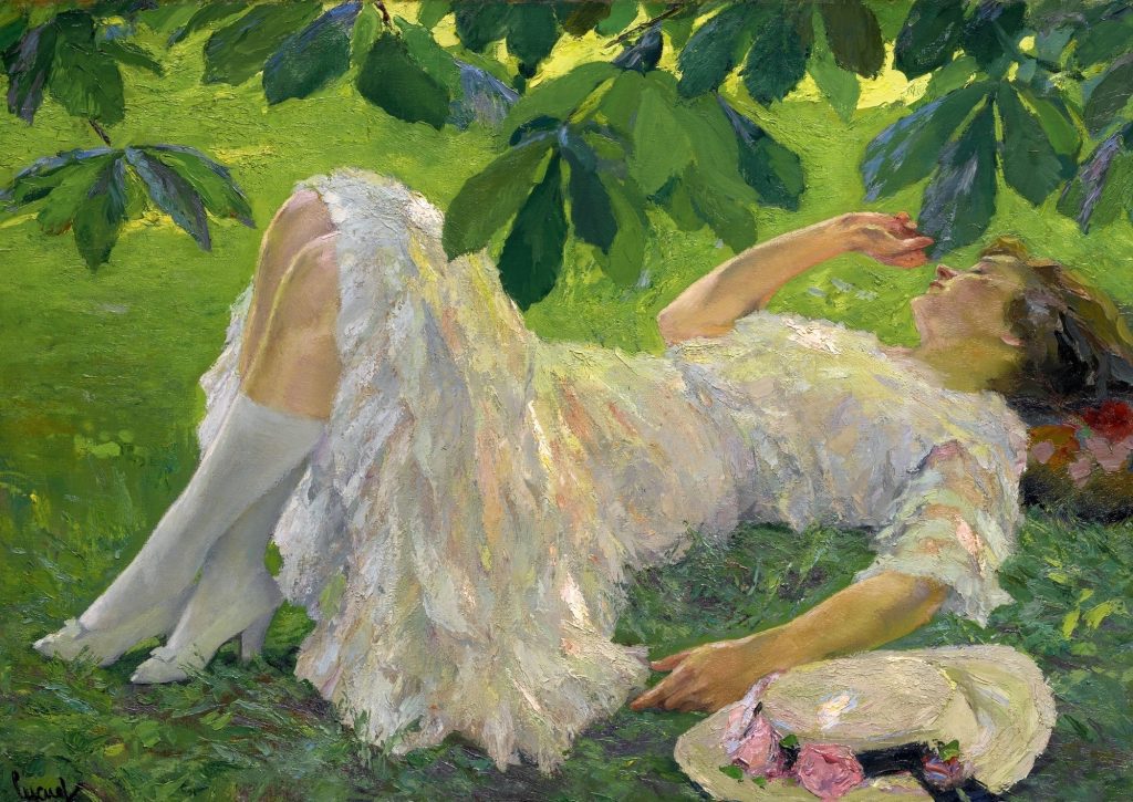 "Reclining Woman In White," by Edward Cucuel.