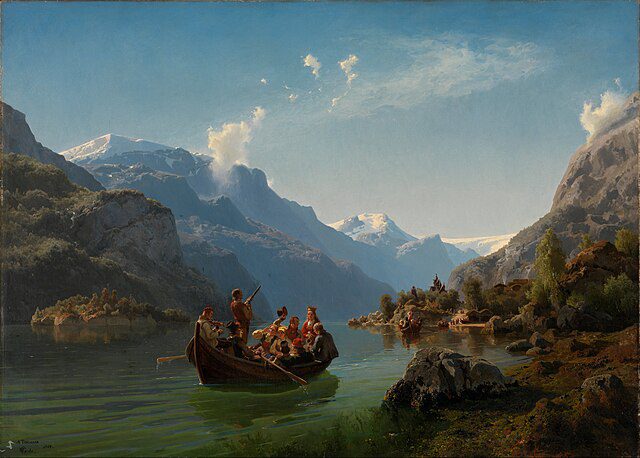 "Bridal Procession on the Hardangerfjord," by Hans Gude.