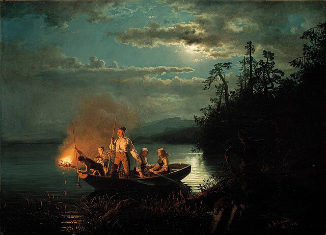 "Fishing with a harpoon," by Hans Gude.