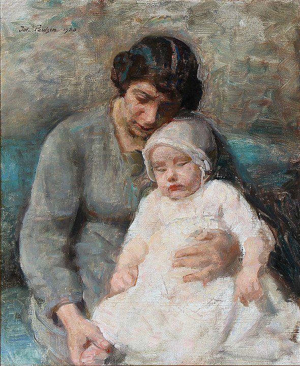 "Portrait Of A Mother With Her Daughter," by Julius Paulsen.