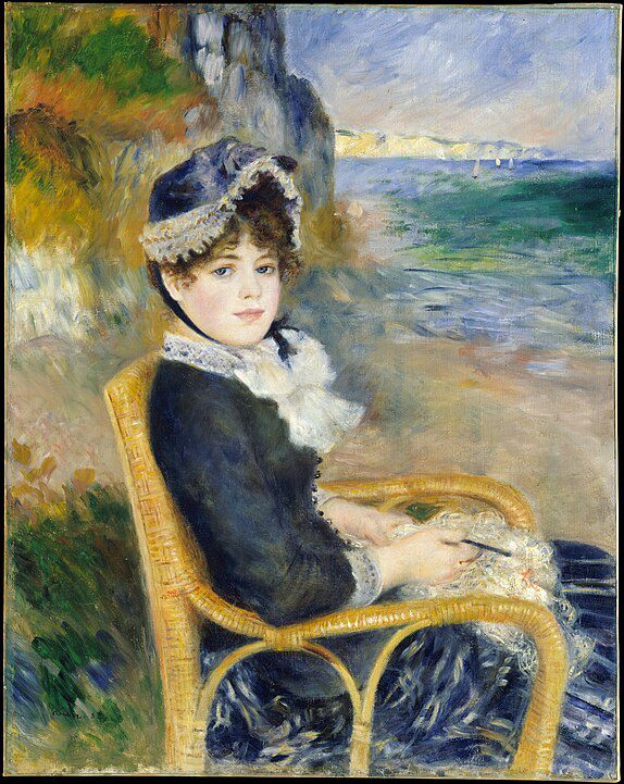 Aline Charigot in "By The Seashore," by Pierre-Auguste Renoir.