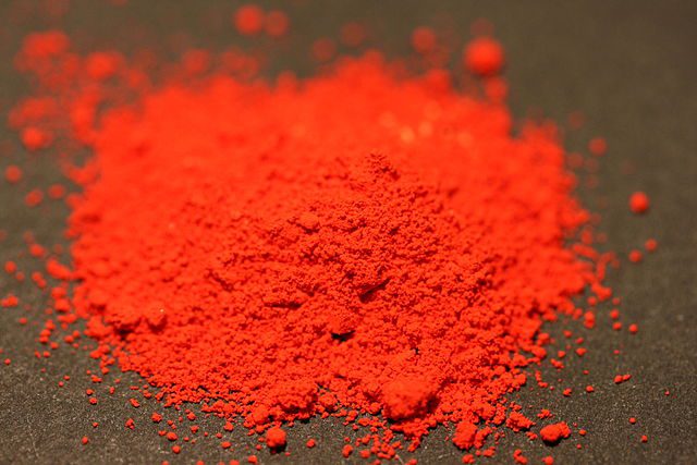 Cadmium red pigment.