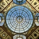 Dome view of the Galleria Vittorio Emanuele II in Milan, Italy.