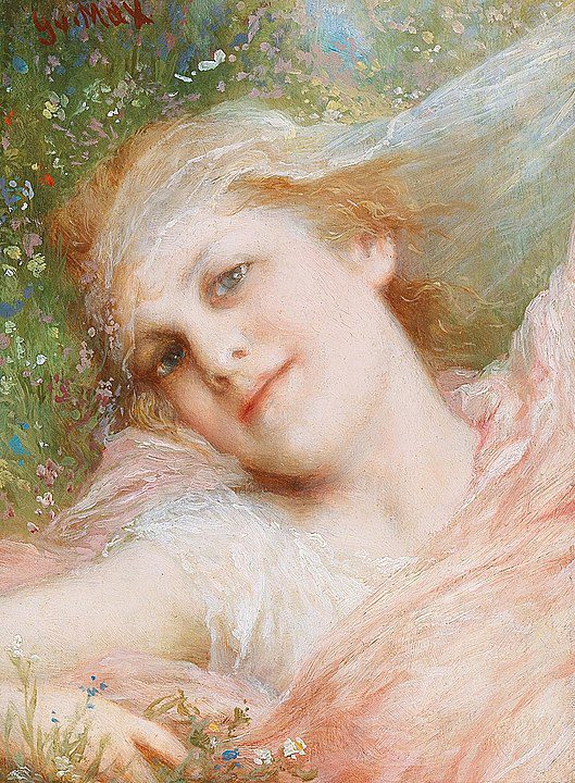 "A Girl In The Meadow," by Gabriel Von Max.