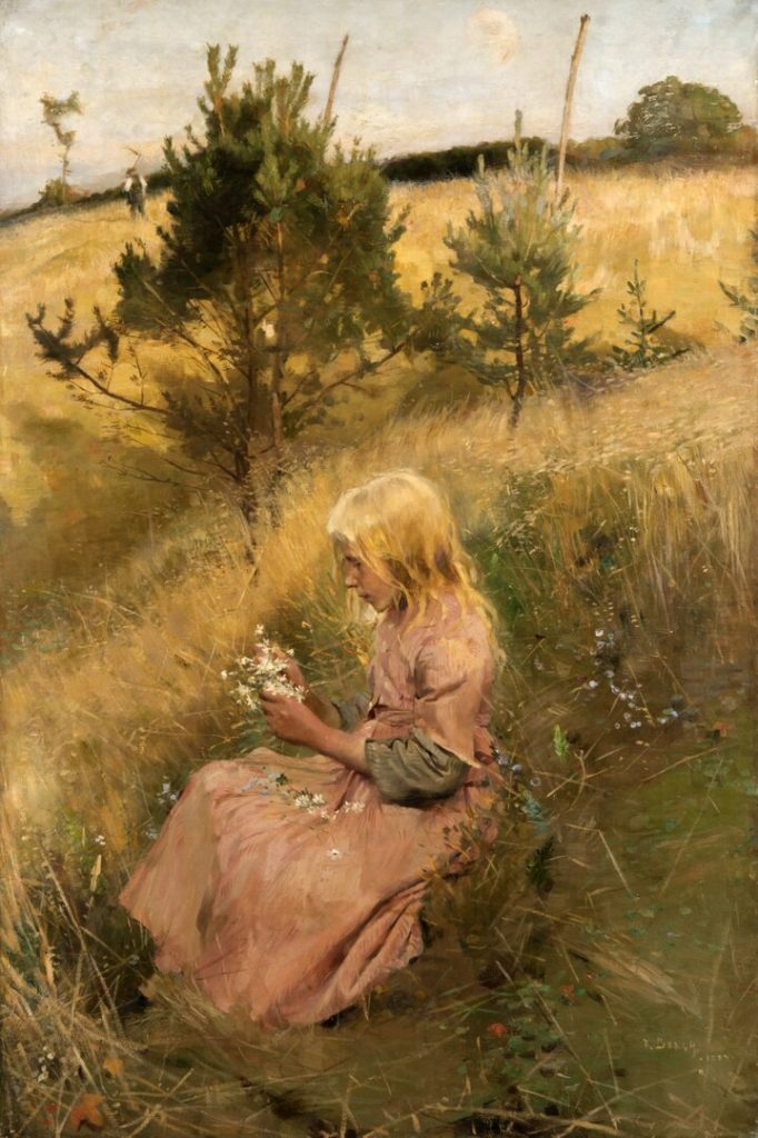 "Girl Picking Flowers," by Richard Bergh.