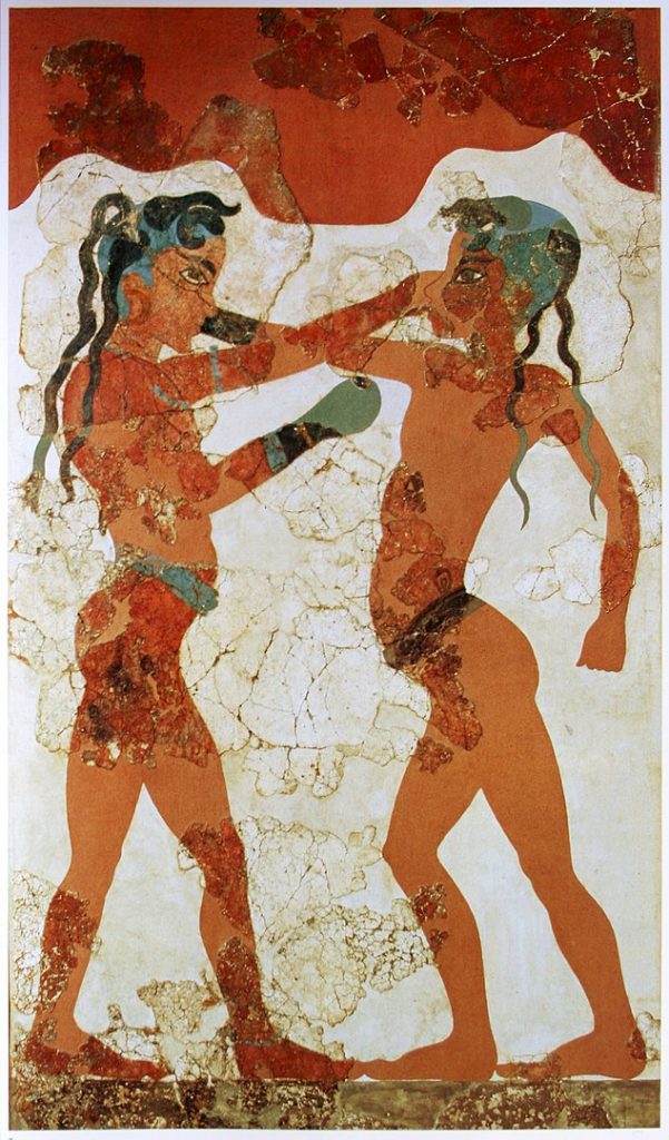 Young boxers fresco, Akrotiri, Greece.