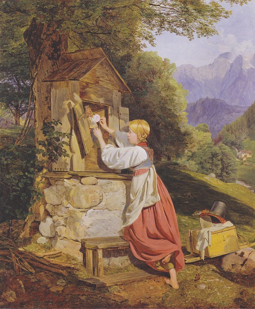 "Mädchen Schmuckt Die Mutter Gottes Mit Einer Rose" by Ferdinand Georg Waldmüller.