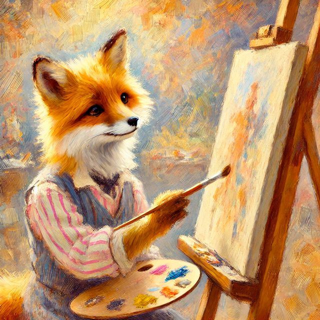 Red fox as an Impressionist painter.