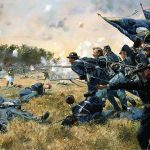"First Minnesota Regiment Against A Confederate Brigade." Commissioned by the National Guard.