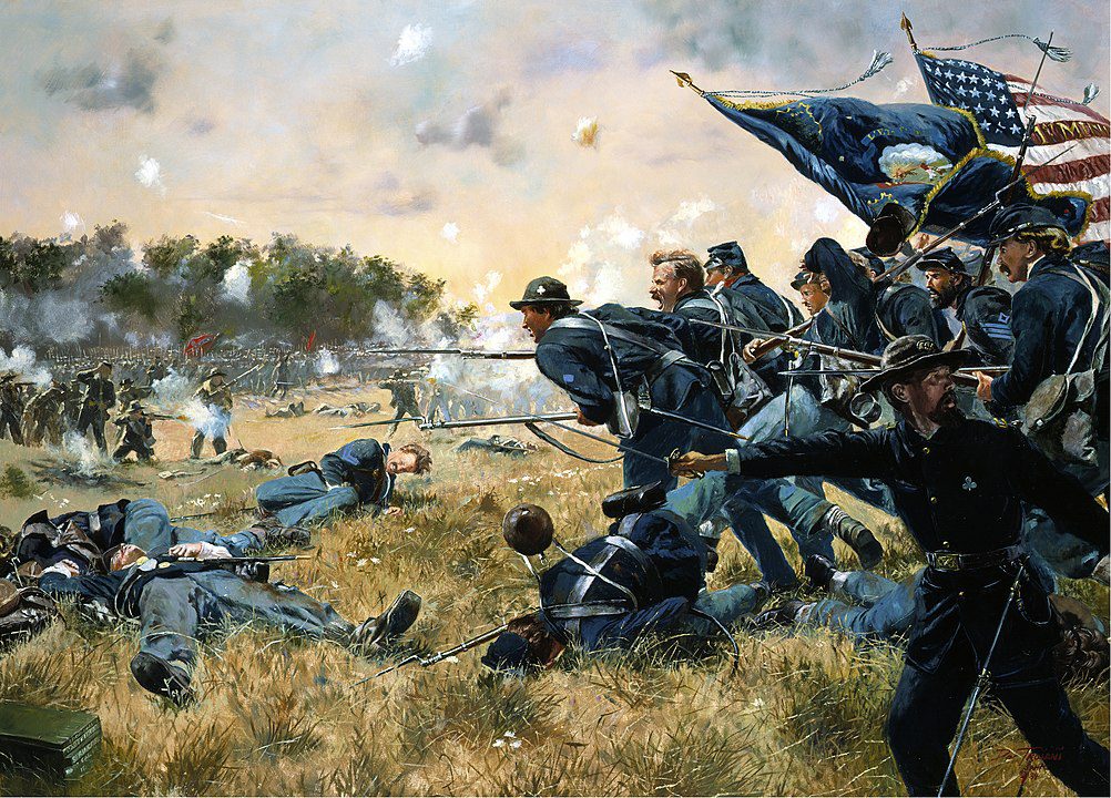 "First Minnesota Regiment Against A Confederate Brigade." Commissioned by the National Guard.