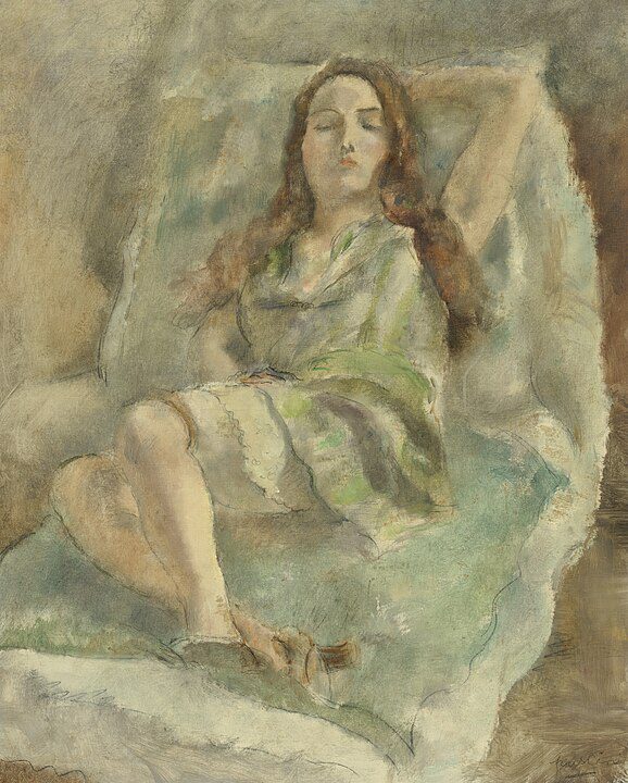 "Rousse A La Robe Verte," by Jules Pascin.