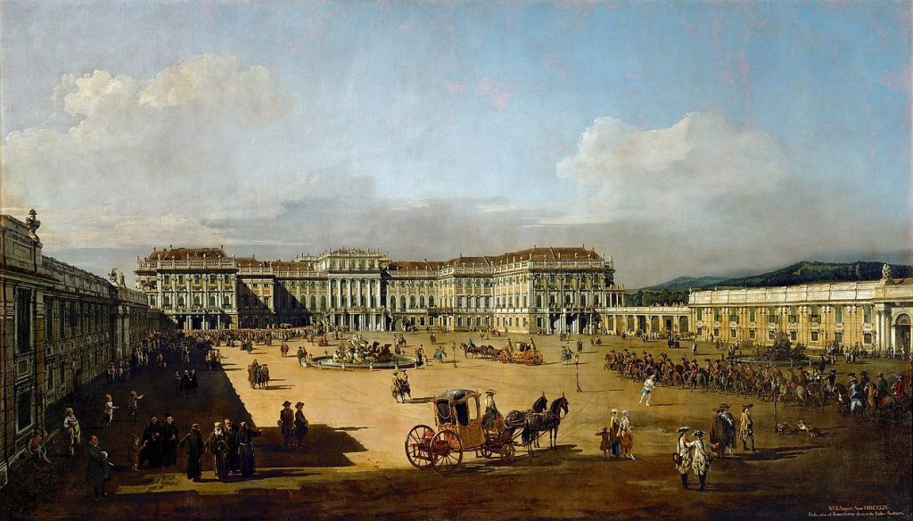"Das Kaiserliche Lustschloss Schönbrunn, Ehrenhofseite," by Bernardo Bellotto.