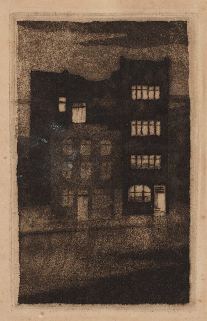 Watercolor of the Elam School of Fine Arts' Rutland Street Campus by Edward William Payton.