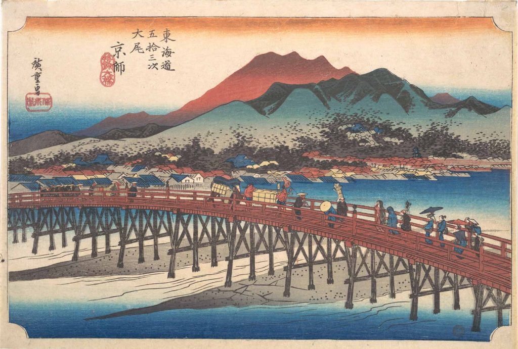 "The Great Bridge At Sanjo," by Utagawa Hiroshige.