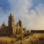Painting of the Cathedral in Mexico City, Mexico.