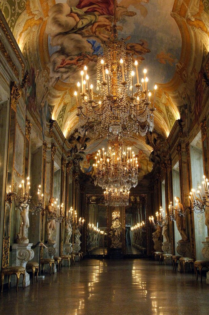 The mirror gallery of the Royal Palace, Genoa, Italy.