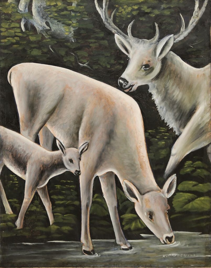 "Three Deer At The Spring," by Niko Pirosmani.