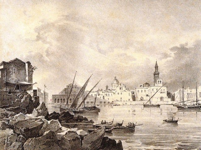 19th century image of the port of Bari.