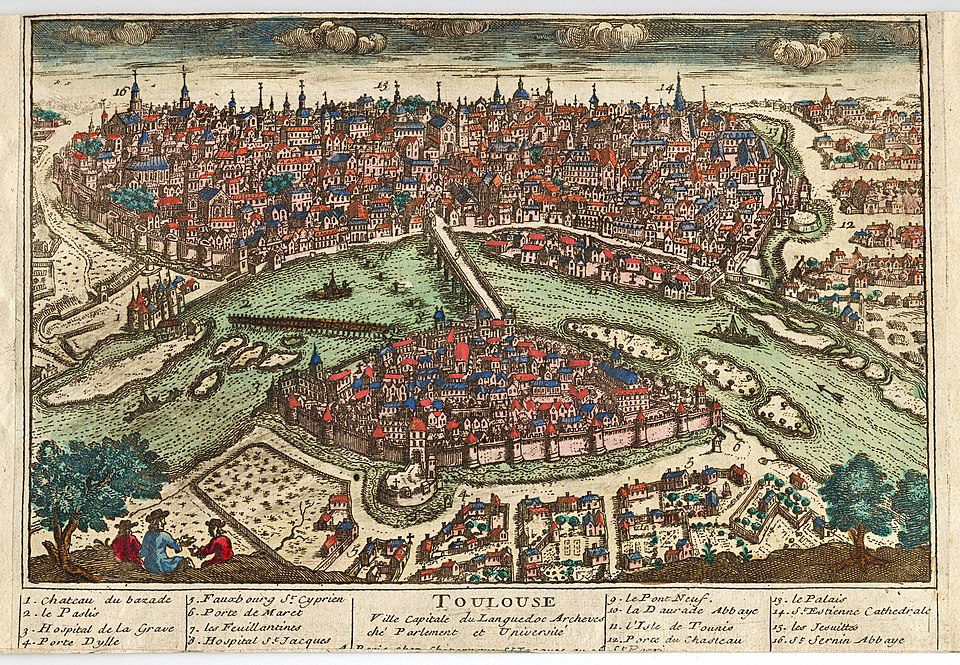Map of Toulouse, circa 1650.