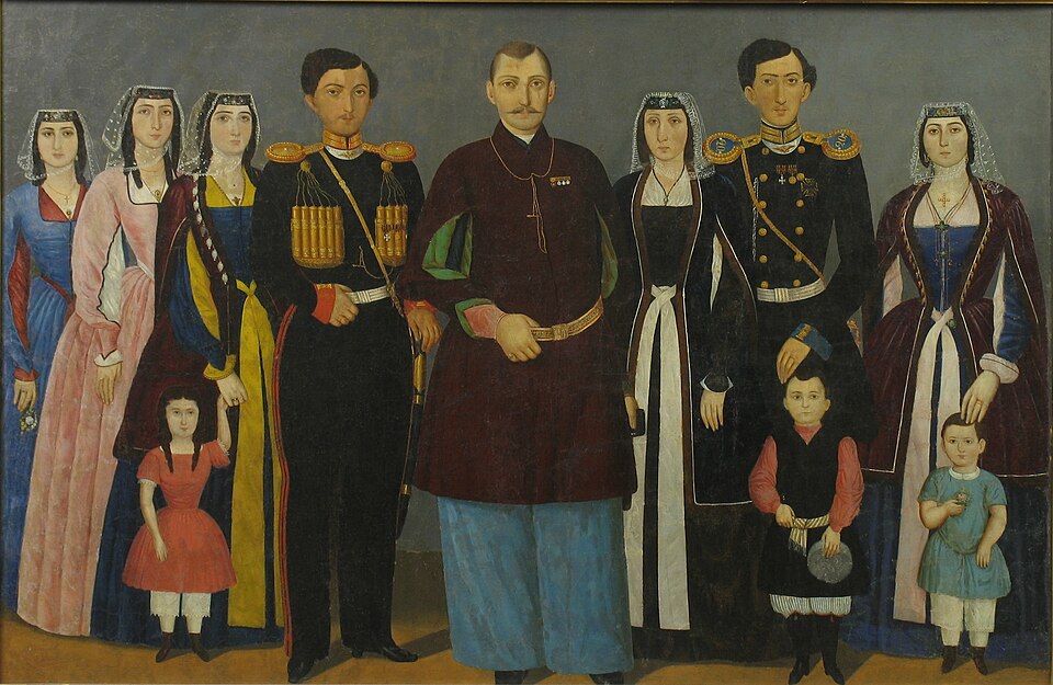 "Family Of Prince Mukranbatoni," by unknown Painter, 1862, Georgian.