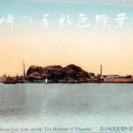 Hashima Island, Japan. Hand tinted, from Meiji era.