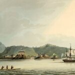 Painting of Saint Paul's Harbor, a former Russian settlement in Alaska, 1804.