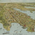 Illustrated map of Sydney, Australia from 1888.