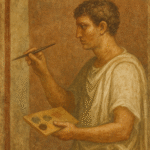 Modern illustration of a Roman painter.