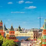 Saint Basil's Cathedral and the Red Square, Moscow, Russia.