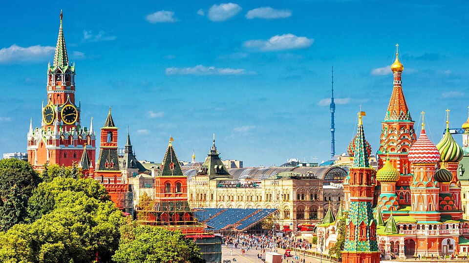 Saint Basil's Cathedral and the Red Square, Moscow, Russia.