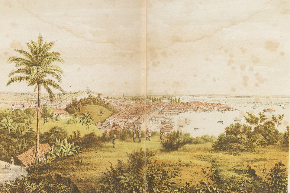 Lithograph of Singapore, by Vincent Brooks, 1865..