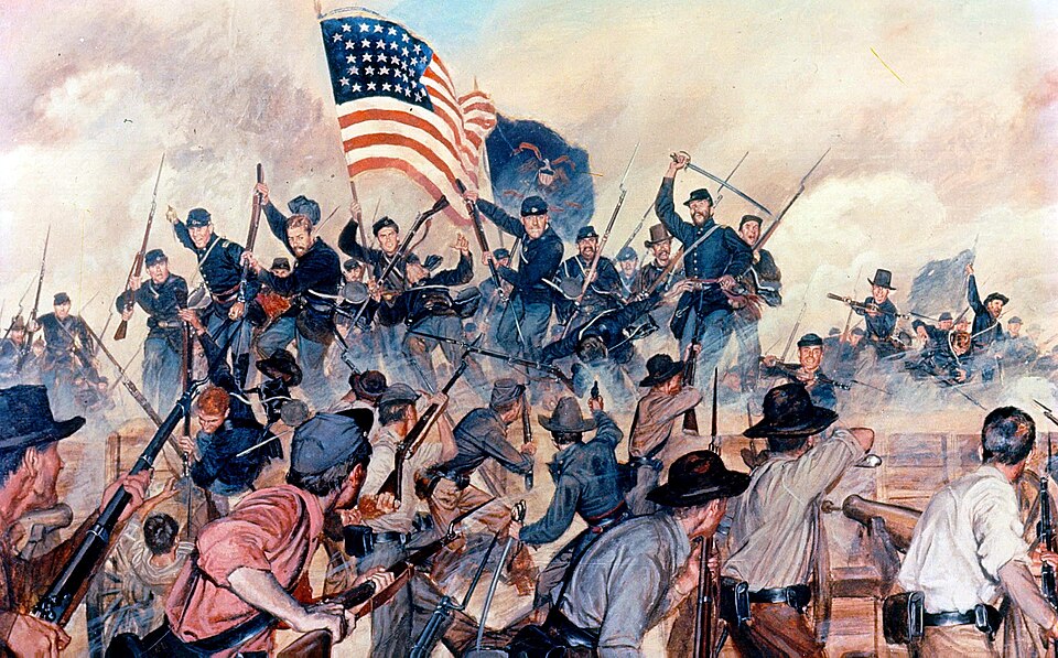 Painting showing the Battle of Vicksburg.
