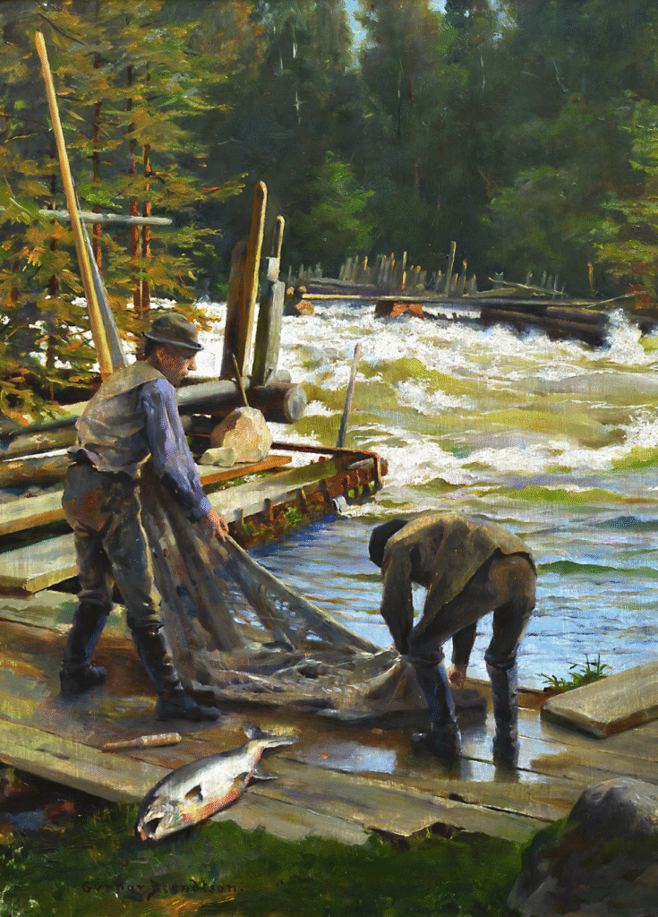 "Salmon Fishers At The Langinkoski Rapid," by Gunnar Berndtson.