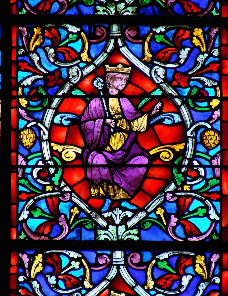 Tree of Jesse stained glass panel, Reims Cathedral.