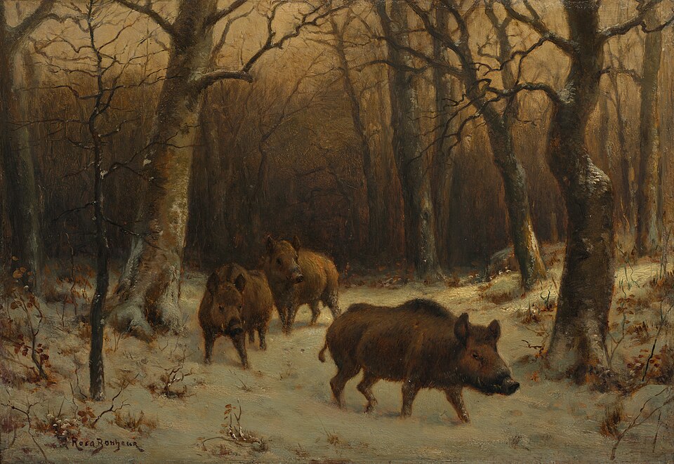 "Wild Boars In The Snow," by Rosa Bonheur.