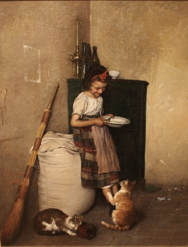 "Chiled Feeding Her Pets," by Gaetano Chierici.