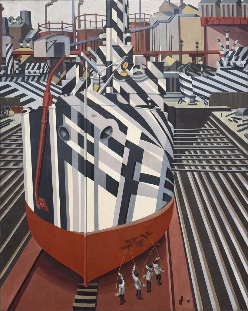 "Dazzleships In Dry Dock At Liverpool," by Edward Wadsworth, 1919.