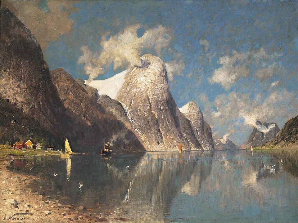 "Postschiff Im Fjord," by Eilert Adelsteen Normann.