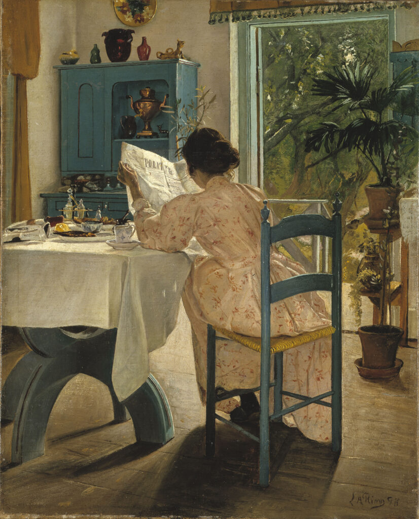 "Ved Frokostbordet Og Morgenaviserne," by Laurits Anderson Ringl.